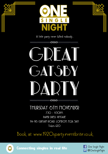 one single night the great gatsby party paper dress vintage gatsby themed party flyers